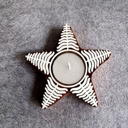 Handcrafted Wooden Star T Light Candle Set of 5